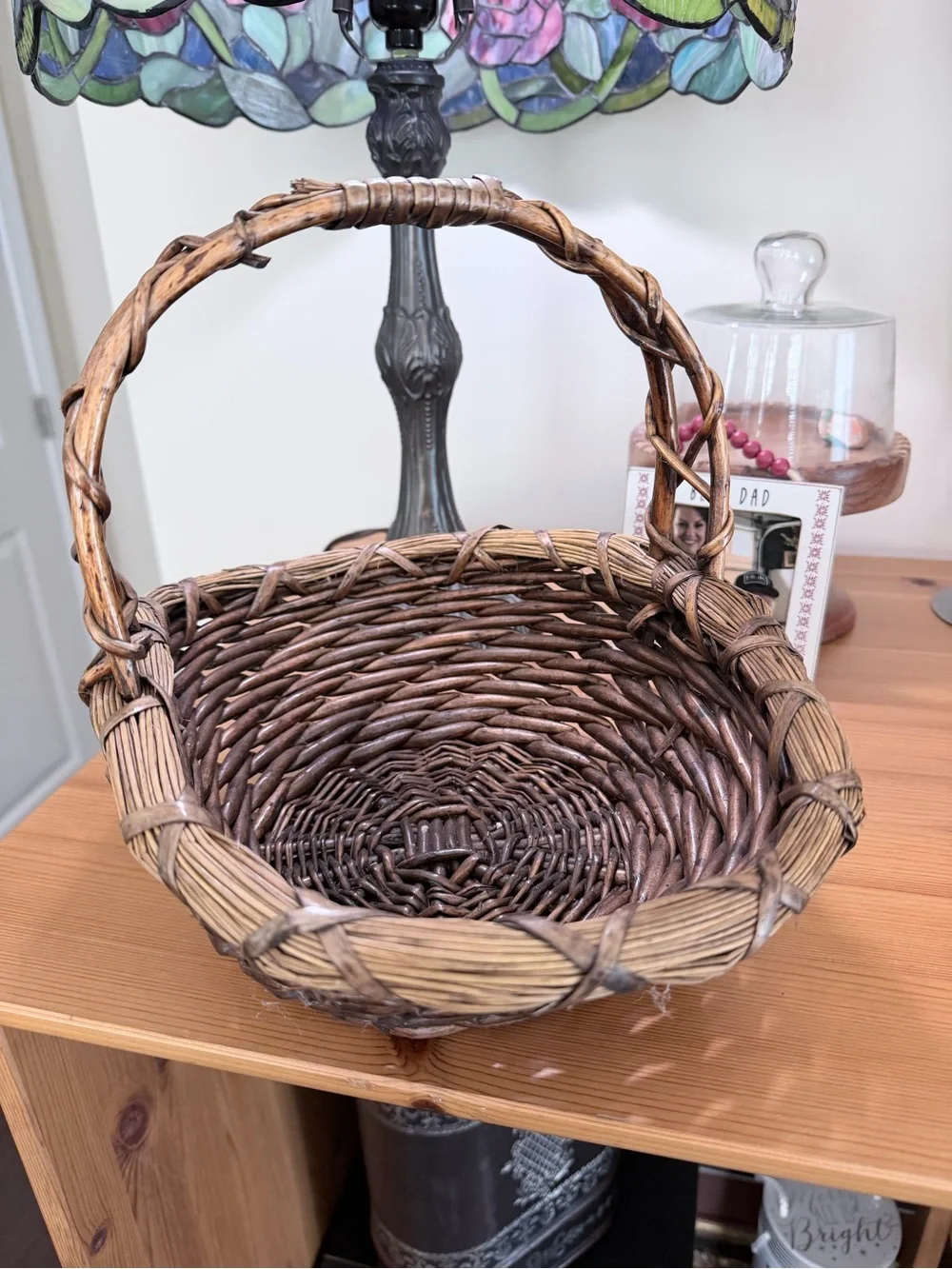 Rustic Brown Woven Handle Basket - Home Accents